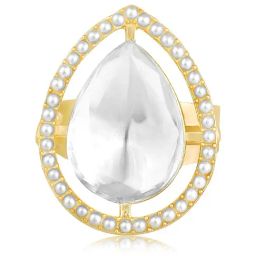 Peora Gold Plated Synthetic Stone & Beads Studded Adjustable Finger Ring-image-17