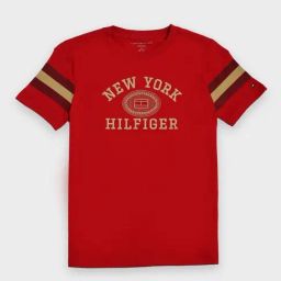 TOMMY HILFIGER Boys Red Cotton Logo T-Shirt-image-46