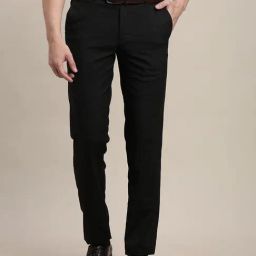 Turtle Black Narrow Fit Checks Trousers-image-32