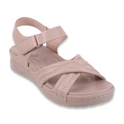 Metro Women's Peach Cross Strap Wedges-image-3