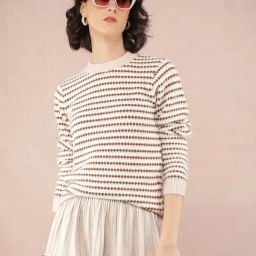 Crimsoune Club Pink & Brown Self Pattern Sweater-picture-3