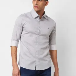 Spykar White Cotton Slim Fit Printed Shirt-picture-19