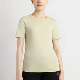 Reebok Beige Cotton Plain Sports T-Shirt-image-7