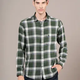 Cantabil Green Cotton Regular Fit Checks Shirt-image-101
