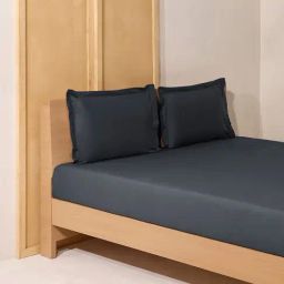 Westside Home Charcoal Solid Double Bed Fitted Sheet and Pillowcase Set-picture-12