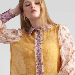Only Pink & Orange Floral Print Shirt-image-76