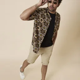 Globus Slim Fit Mid-Rise Cotton Chino Shorts-image-76