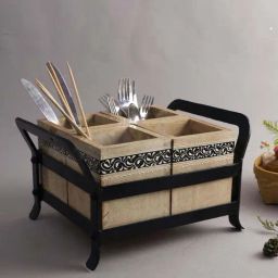 Aapno Rajasthan Beige & Black Wooden Snack Holder with Stand - Set of 4-19