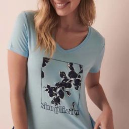 La Vie En Rose Blue Printed T-Shirt-image-43