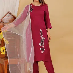 Mehsoos Floral Printed Straight  Kurta with Trousers & Dupatta-image-14