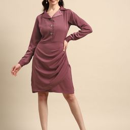 WoowZerz Satin Shirt Drape Dress-image-22