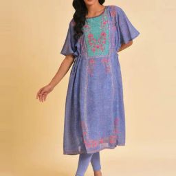 Wishful by W Purple Printed Kurta Pant Set-image-56