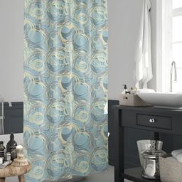 ArtzFolio Blue & Grey Abstract Printed Waterproof Shower Curtain-27