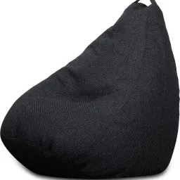 XL ORGANIX Collection, Organic Jute Fabric Black Color, Classic Teardrop Bean Bag With Bean Filling-19