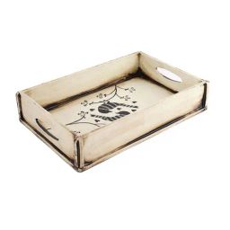 Aapno Rajasthan White & Black Wooden Serving Tray image 3
