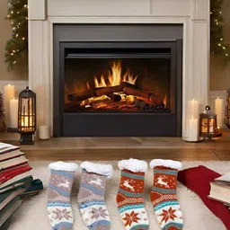Butterthief Kids Pack Of 2 Patterned Calf Length Sherpa Socks-69