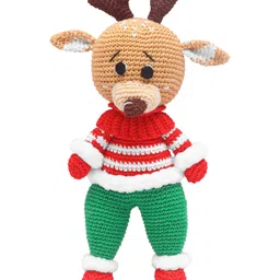Happy Threads Handcrafted Amigurumi Boy Reindeer Christmas Soft Toy - Height 24.13 cm-picture-37