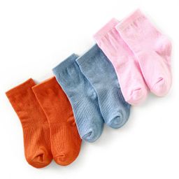 Cute Walk by Babyhug Anti Bacterial Ankle Length Non Terry Solid Color Socks Pack of 3 - Pink Orange & Blue-picture-14