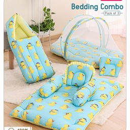 Babyhug Premium Bedding Super Saver Combo Set of 3 Duck Print- Blue-2