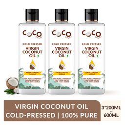 Coco Crush Cold-Pressed Virgin Coconut Oil 100% Pure & Natural Pack of 3 - 200ml each (600 ml)-image-32