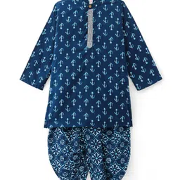 Babyhug  Cotton Woven Full Sleeves Printed  Kurta & Dhoti Set - Blue-picture-13