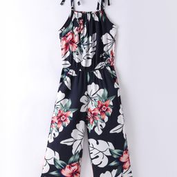 CrayonFlakes Sleeveless Floral Printed Jumpsuit - Black-picture-4