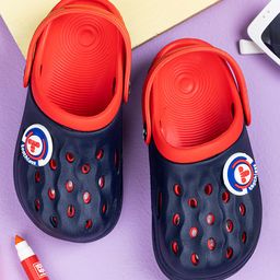 Toothless Perforated Back Strap Clogs - Navy Blue & Red-picture-5