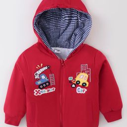 CUCUMBER Sinker Knit Full Sleeves SweatJacket With Vehicle Embroidery- Red-image-49