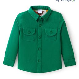 Babyoye 100% Cotton Knit Dyed Full Sleeves Solid Color Shirt - Green-image-68