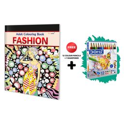 Fashion - Adult Colouring Book with 12 Colour Pencils + 1 Sharpner : Art Coloring Book for Adults, Art Therapy Coloring, Relaxing Art Coloring kit, Coloring Art for peace and relaxation-image-95