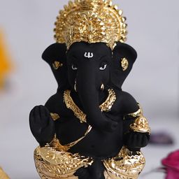 eCraftIndia Black & Golden Blessing Lord Ganesha Idol for Home, Office, and Car Dashboard-image-19