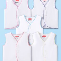 Babyhug 100% Cotton Woven Solid Color Jhablas Pack of 5 - White-image-112