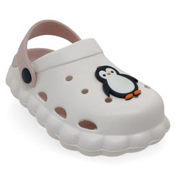 Lil Lollipop Penguin Applique Detailed With Back Strap Anti Slip Perforated Clogs - Cream-image-78