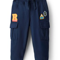 Babyhug French Terry Knit Full Length Lounge Pant With Text Print - Navy Blue-picture-37