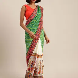 DIVASTRI Embellished Embroidered Pure Georgette Bandhani Saree-picture-17