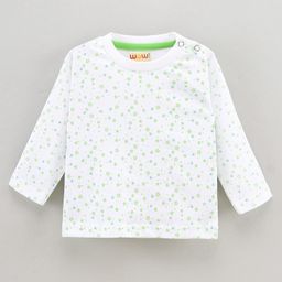 WOW Clothes Full Sleeves Cotton T-shirt with Dungaree with Monkey Patch and Bow Applique- Green (Bow & Button Color and T-Shirt Print May Vary) image 2