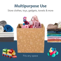 Kuber Industries Brown & White 6 Pcs Floral Printed Storage Box Multi-Utility Organisers image 2