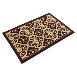 Kuber Industries Brown & Beige Jacquard Rectangular Anti-Skid Doormats-82