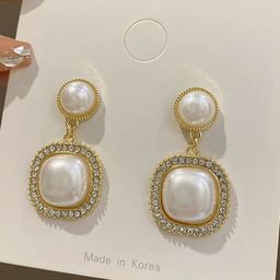 Celestique Korean Gold Plated Pearls Contemporary Drop Earrings-50
