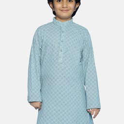 SG YUVRAJ Boys Geometric Embroidered Mandarin Collar Sequinned Straight Kurta-13