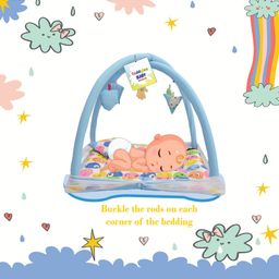 Toddylon Combo of Newborn Baby Mattress with Net Sleeping Bag 4 Pcs Bedding Set- Blue image 4