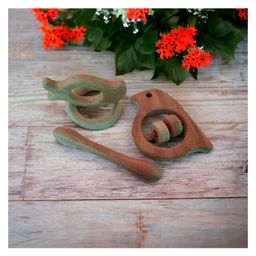 neemtoys Neem Wooden Rattle & Teethers - Sparrow, Mango, Dumbbell & Ring image 4