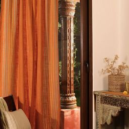 Peepul Tree Solid Rust Sheer Door Curtain-42