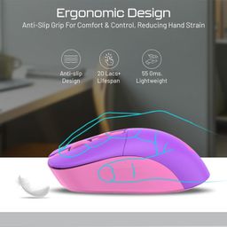 Archer Tech Lab Precision 100 Wireless Mouse, Plug & Play 2.4GHz USB Nano Dongle, 3 DPI Settings (800-1200-1600), Ergonomic Design, 2 Million Clicks Lifetime, 10M Range Lightweight 55gm (Purple) image 5