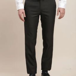 Turtle Black Slim Fit Checks Trousers-image-34