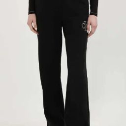 CALVIN KLEIN Black Cotton Logo Print Mid Rise Track Pants-image-27