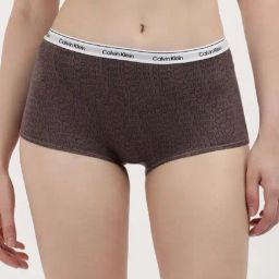 CALVIN KLEIN Brown Cotton Logo Print Boyshort Panty-image-18