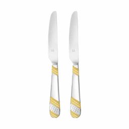 FnS Imperio Silver & Gold Stainless Steel Dinner Knife - Set of 2-image-49