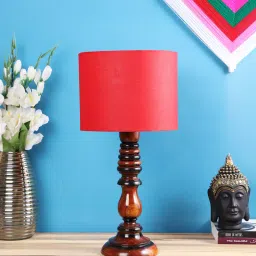 Tucasa NTU-208 B-22 Table Lamp with Wood Base (Red) image 4