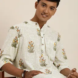 Taavi Sanganeri Pure Cotton Floral Printed Kurta-image-45